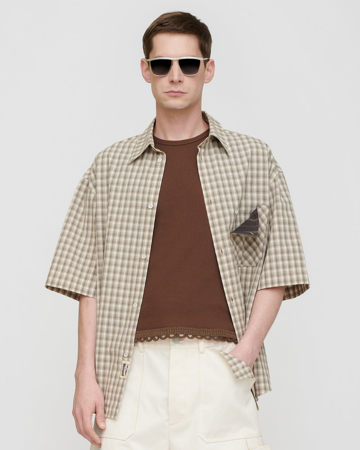 Nahui Shirt - Creme/Grey | Nanushka