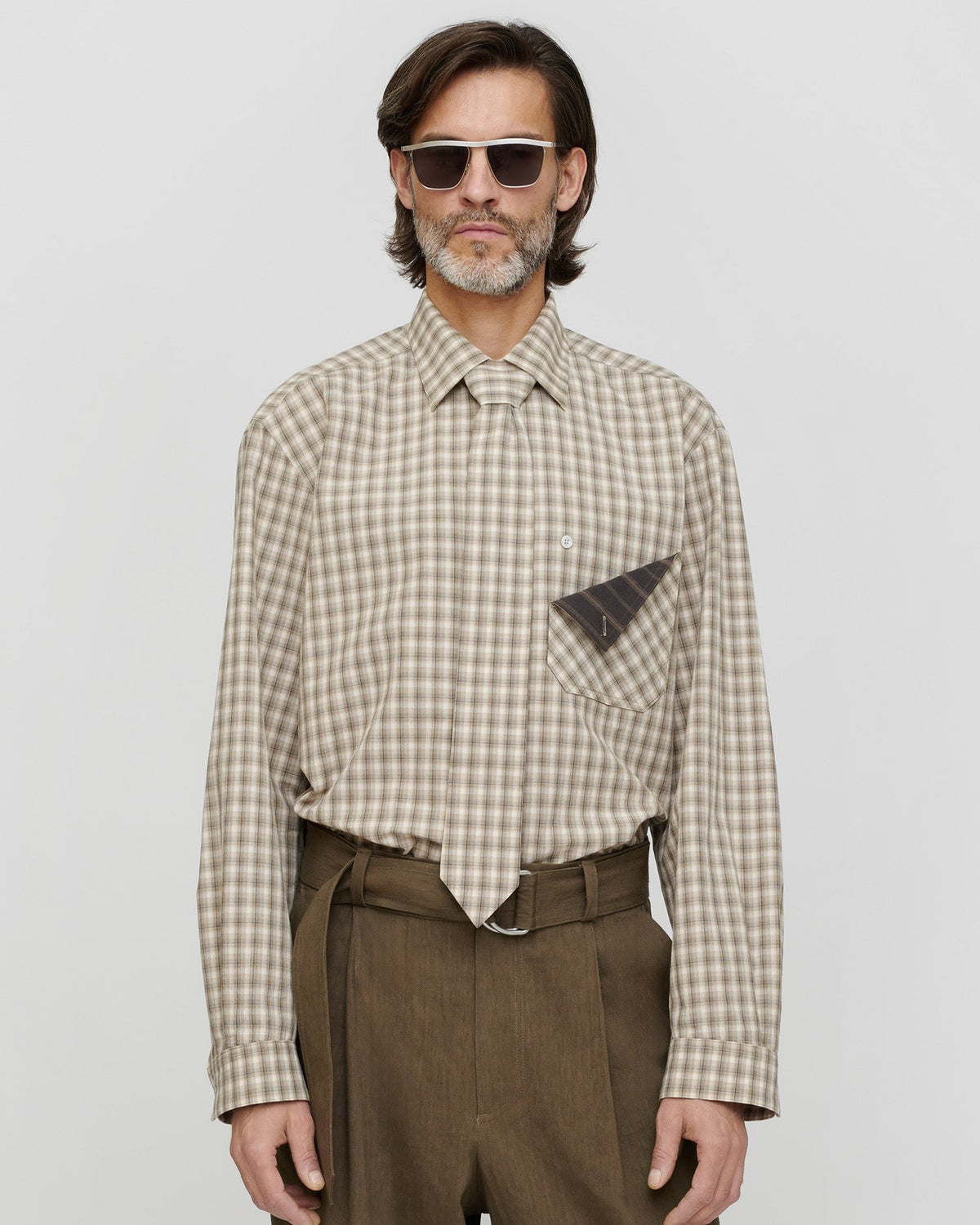 Saturnio Shirt - Creme/Grey | Nanushka