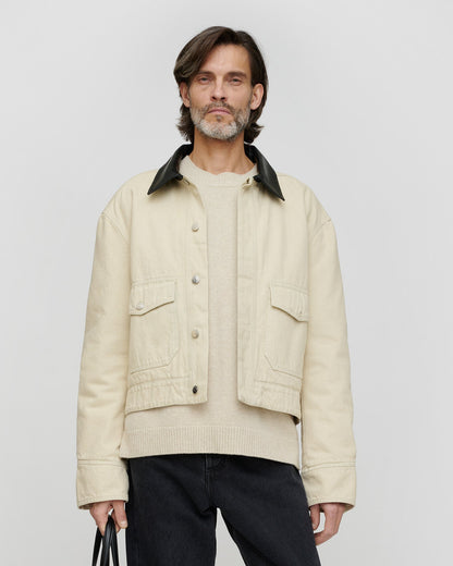 Nowell Denim jacket - Beige/Black | Nanushka