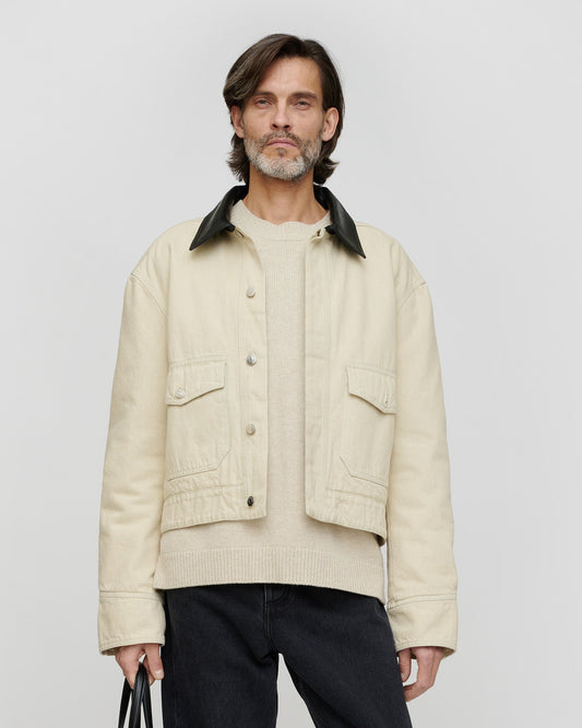 Nowell Denim jacket - Beige/Black | Nanushka