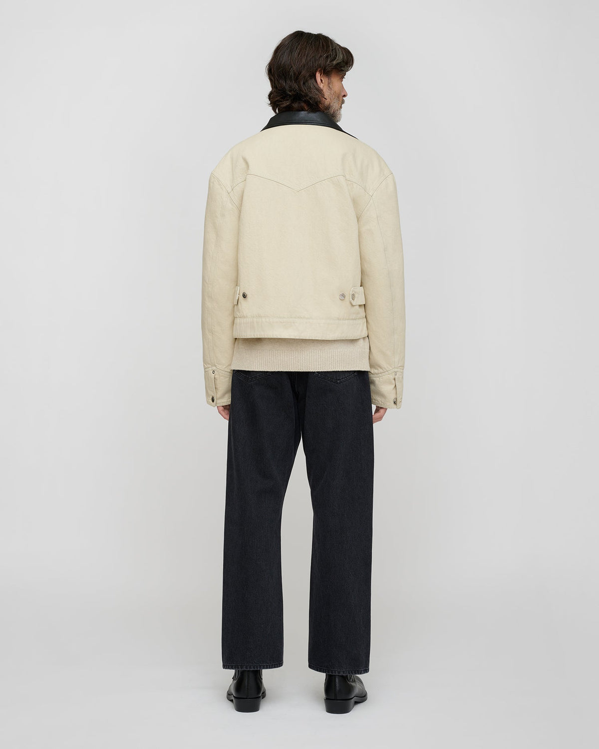 Nowell Denim jacket - Beige/Black | Nanushka