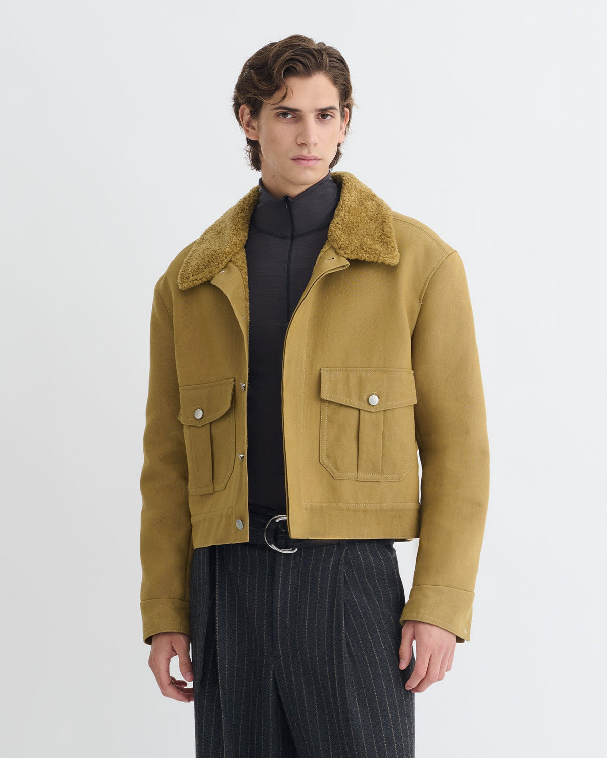 Nowell Wax Cotton Jacket - Yellow Khaki | Nanushka