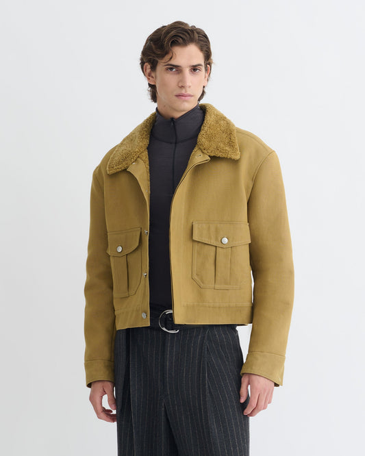 Nowell Wax Cotton Jacket - Yellow Khaki | Nanushka