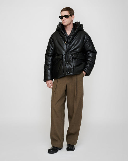 Hide Mens Okobor™ hooded puffer - Black | Nanushka