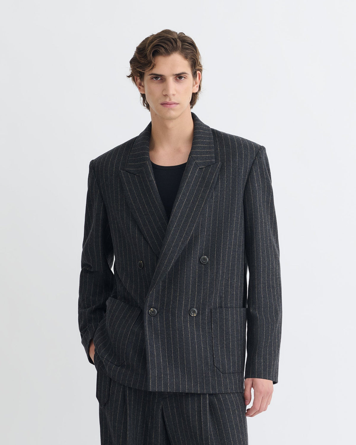 Anselm Double-breasted blazer - Black/Grey | Nanushka