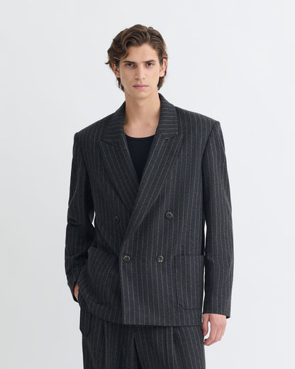 Anselm Double-breasted blazer - Black/Grey | Nanushka