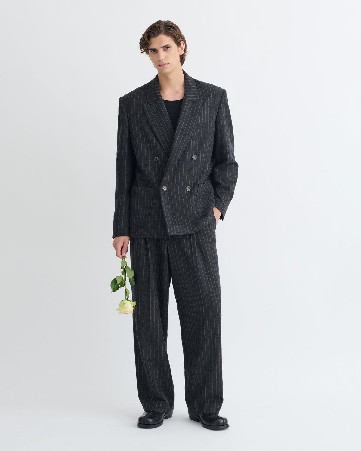 Anselm Double-breasted blazer - Black/Grey | Nanushka
