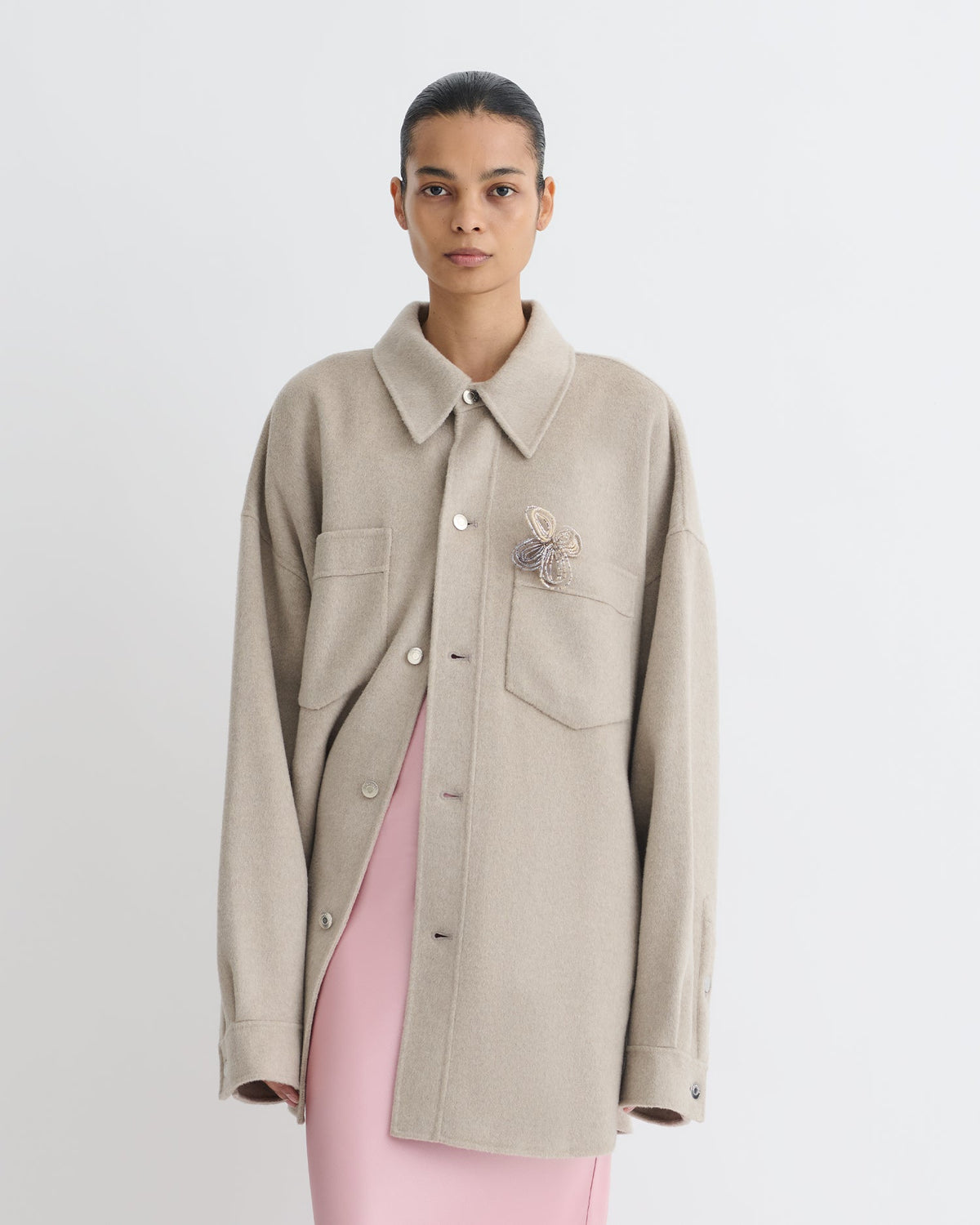Martin Double Wool Overshirt - Stone | Nanushka