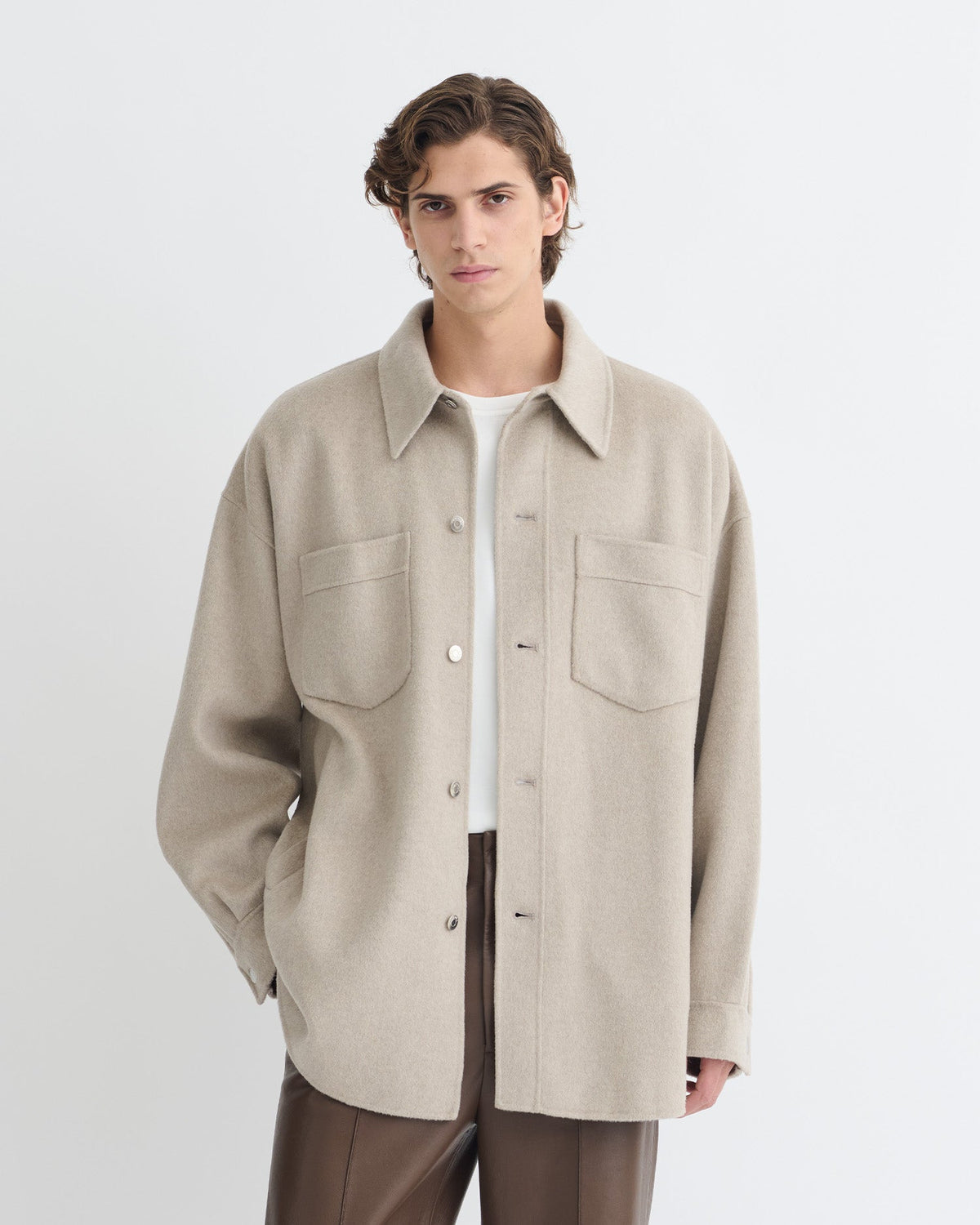 Martin Double Wool Overshirt - Stone | Nanushka