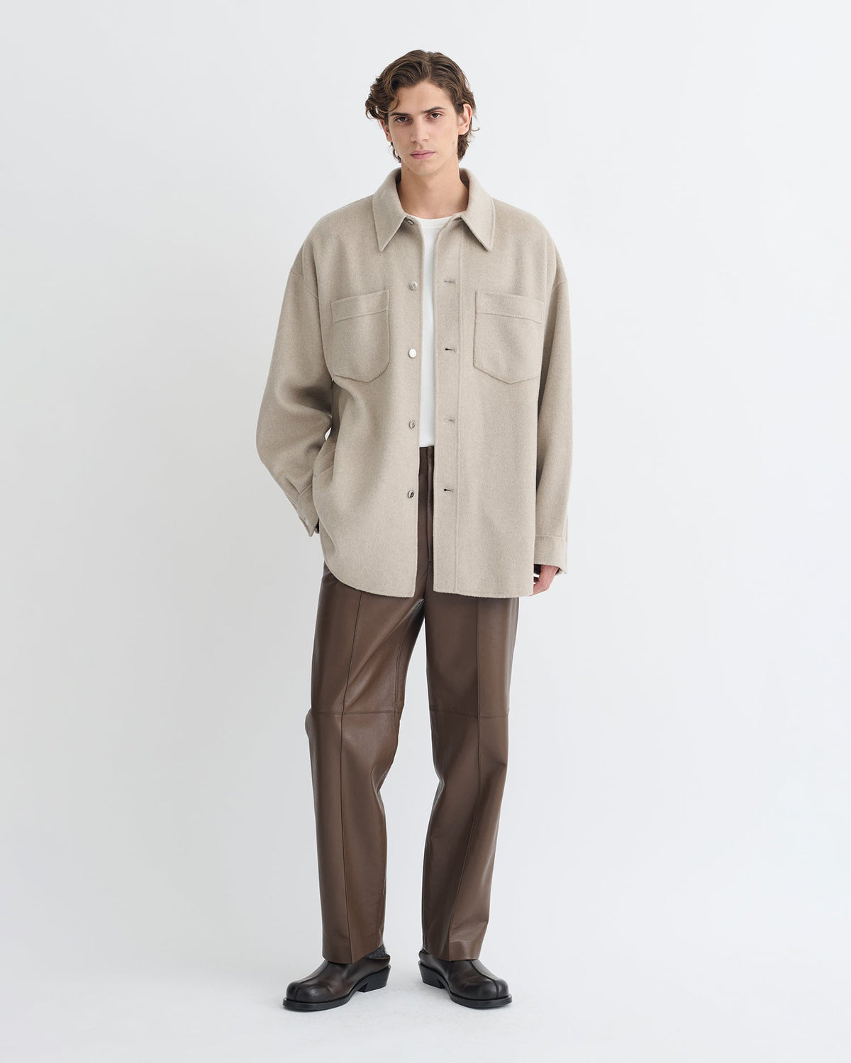 Martin Double Wool Overshirt - Stone | Nanushka