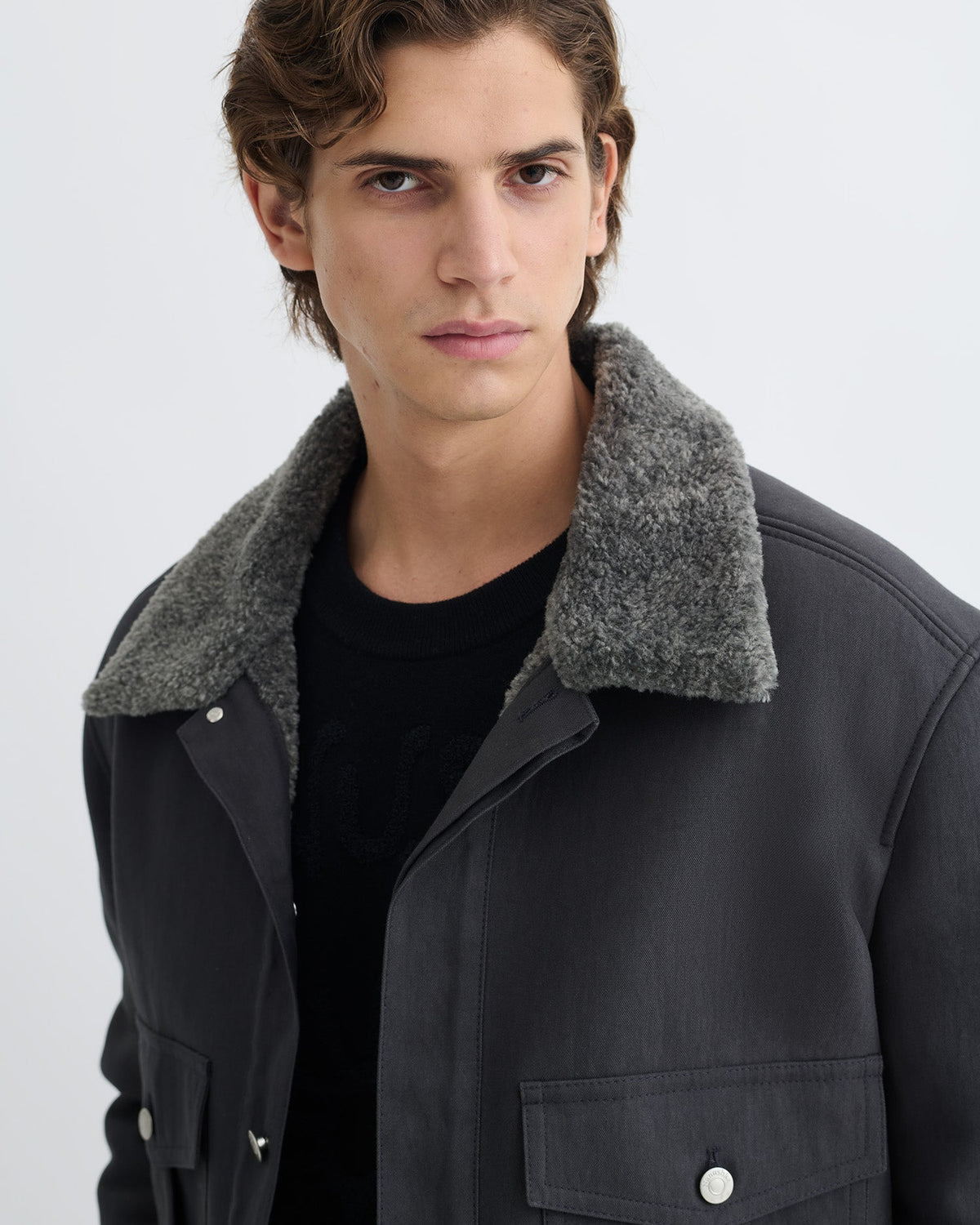 Nowell Wax Cotton Jacket - Graphite | Nanushka