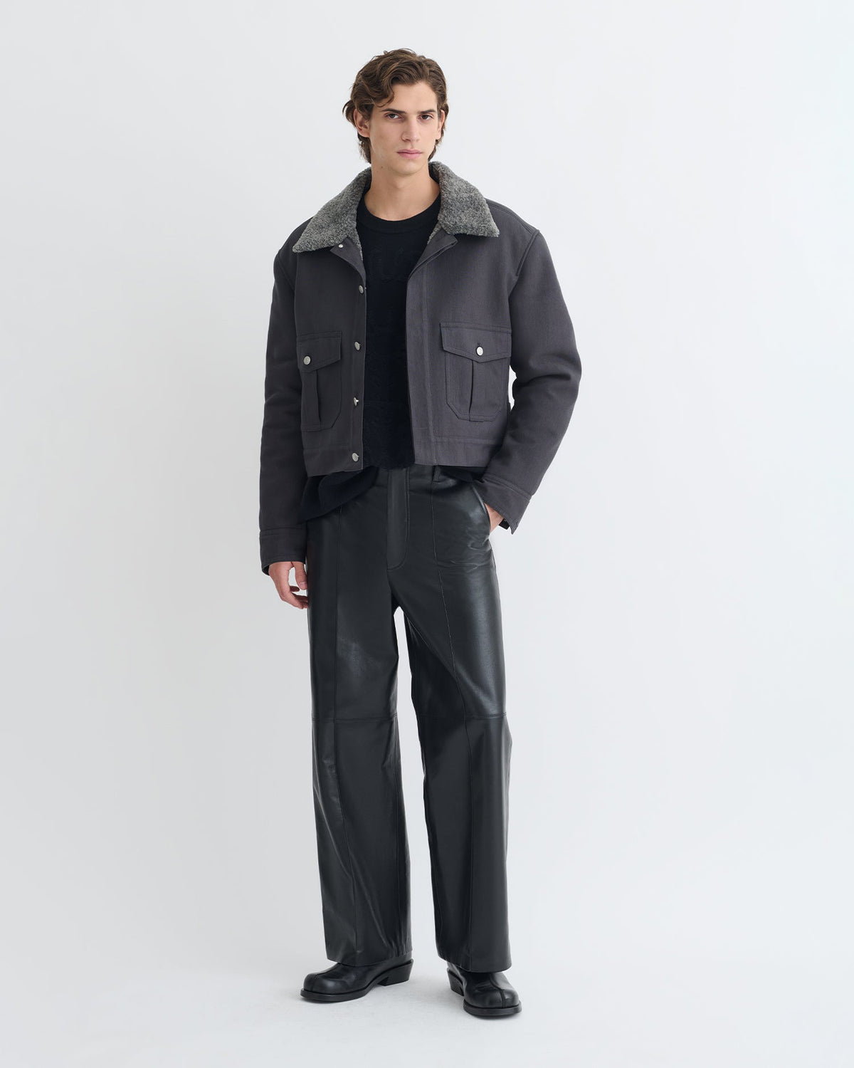 Nowell Wax Cotton Jacket - Graphite | Nanushka