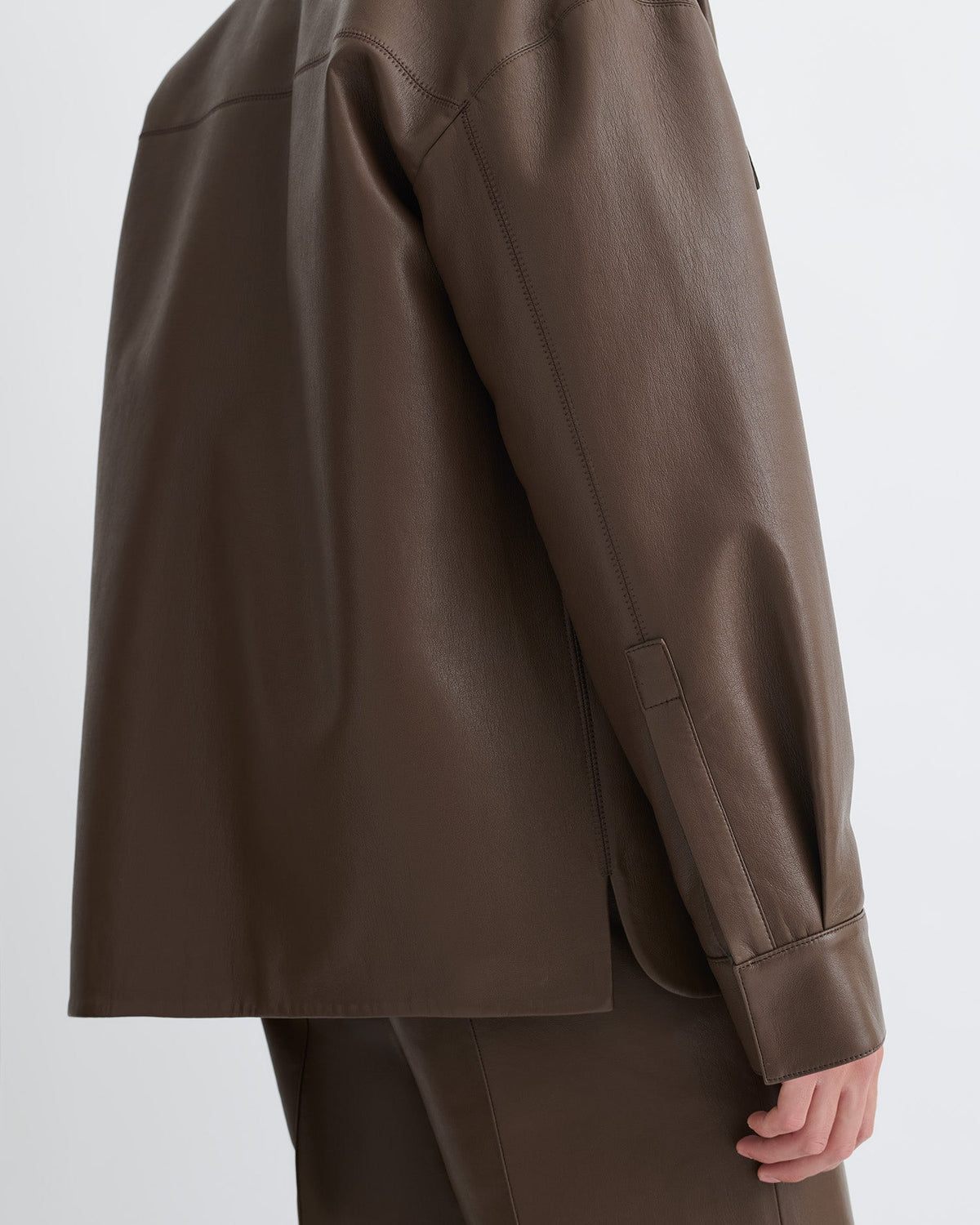 Chasin Regenerated Leather Shirt Jacket - Chocolate | Nanushka