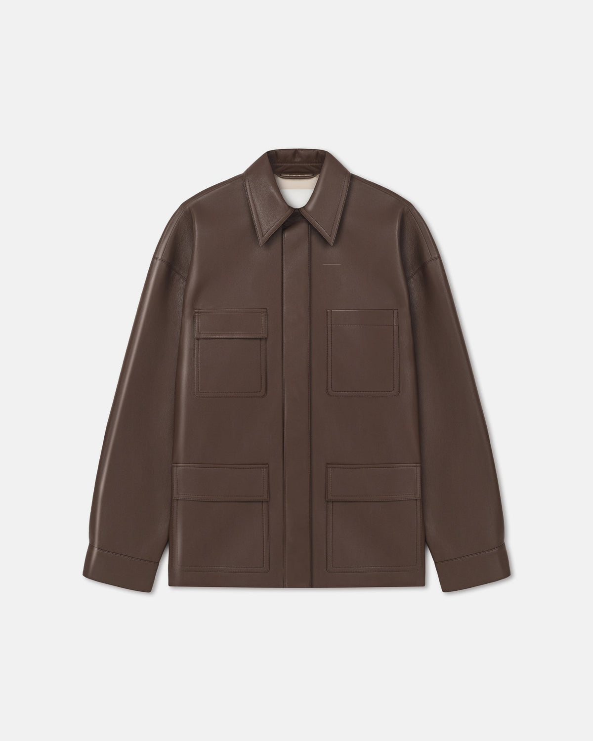 Chasin Regenerated Leather Shirt Jacket - Chocolate | Nanushka