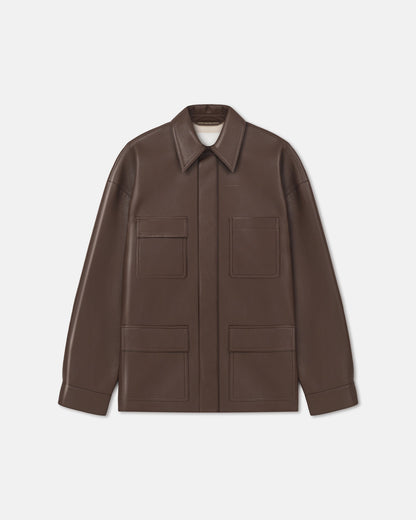 Chasin Regenerated Leather Shirt Jacket - Chocolate | Nanushka