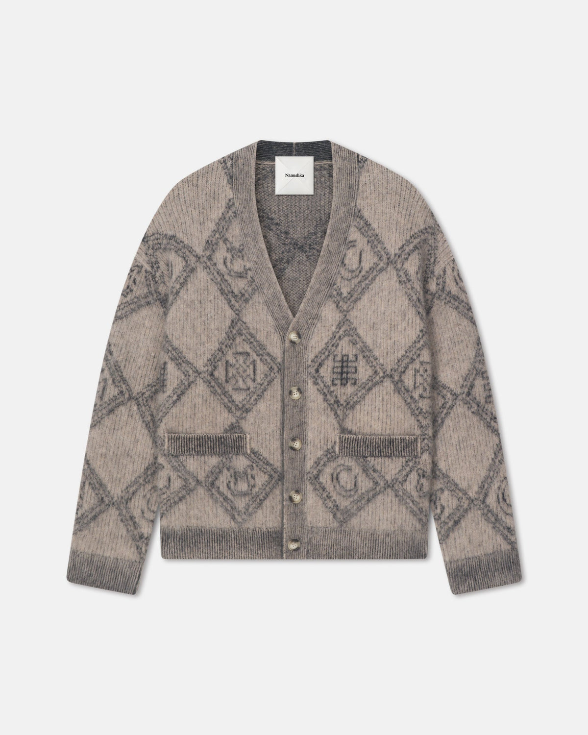 Henri Brushed alpaca cardigan - Symbol Tile Oat | Nanushka
