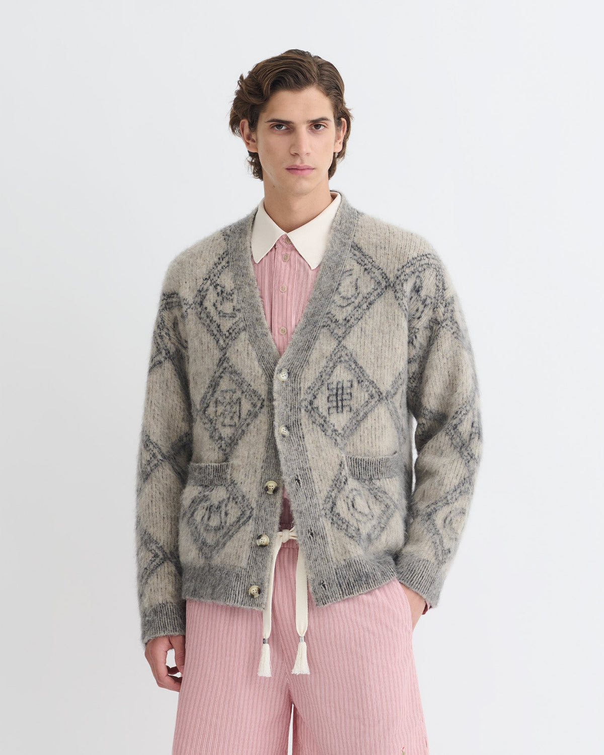 Henri Brushed alpaca cardigan - Symbol Tile Oat | Nanushka