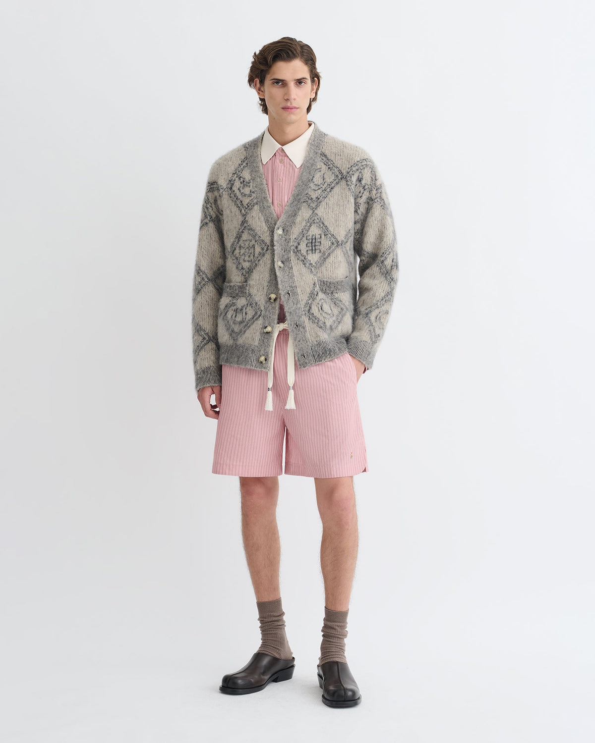 Henri Brushed alpaca cardigan - Symbol Tile Oat | Nanushka