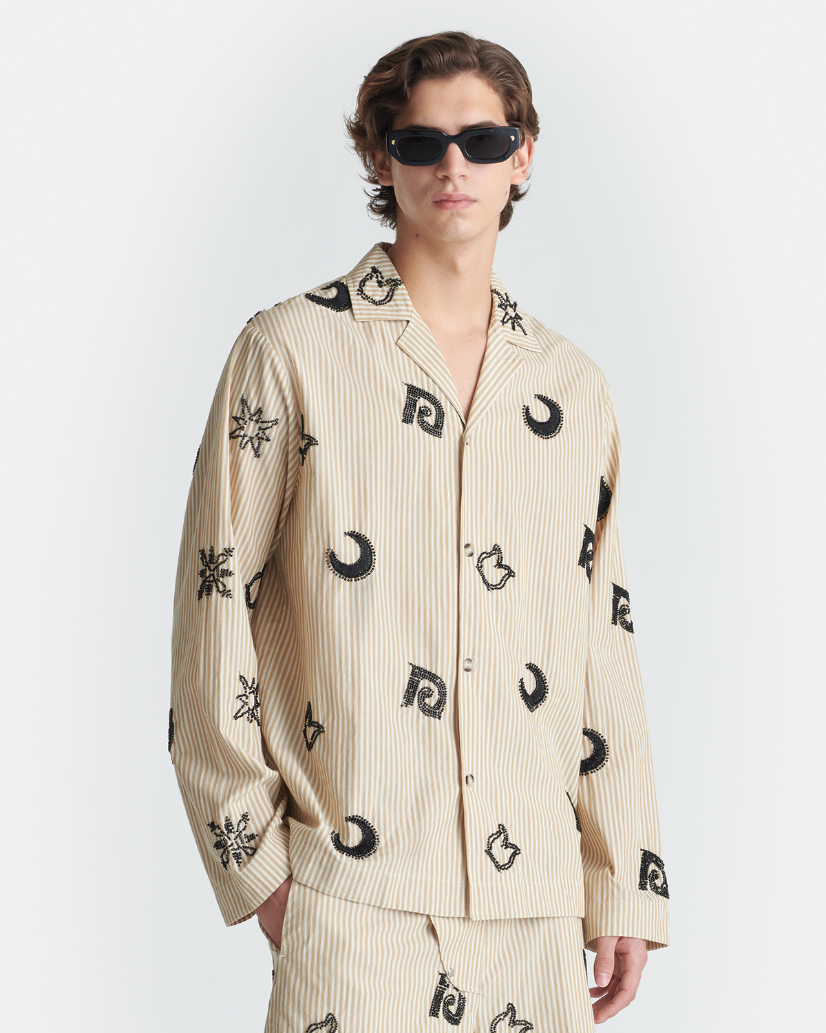 Haris Beaded shirt - Beige/Black | Nanushka