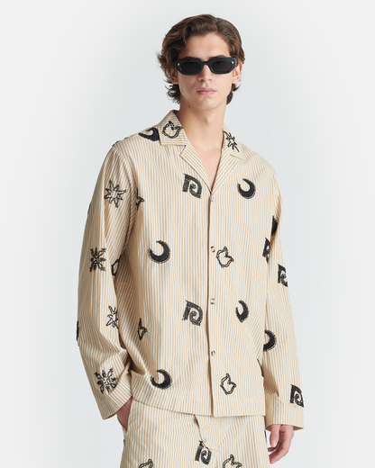 Haris Beaded shirt - Beige/Black | Nanushka