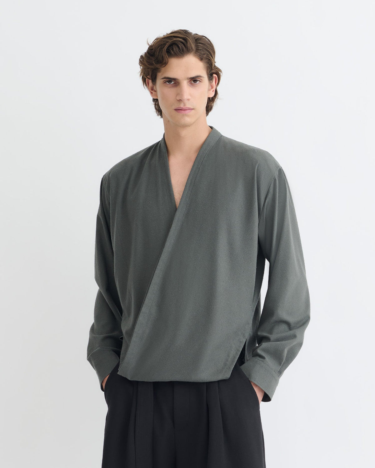 Yorick Wrap shirt - Dark Grey | Nanushka