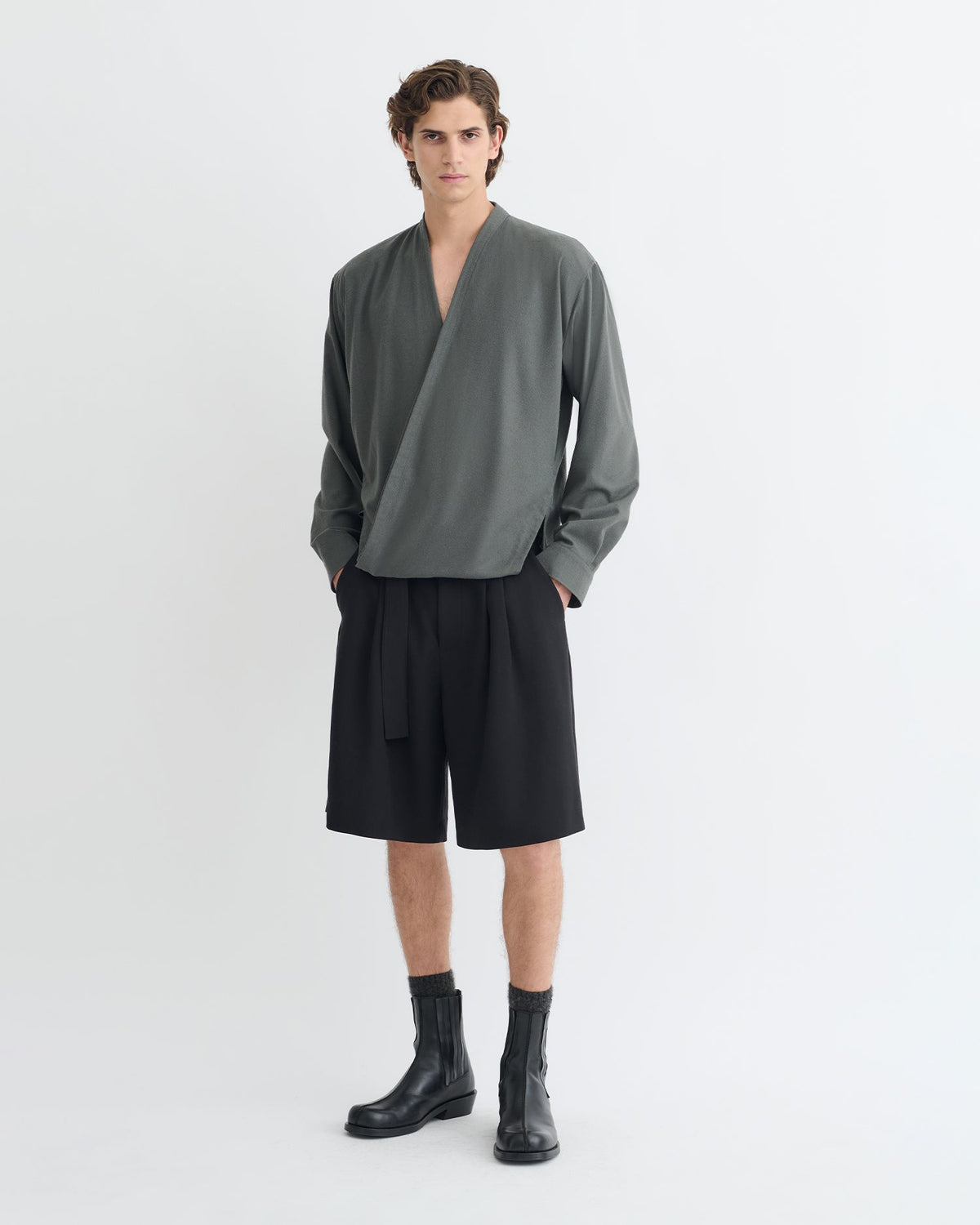 Yorick Wrap shirt - Dark Grey | Nanushka