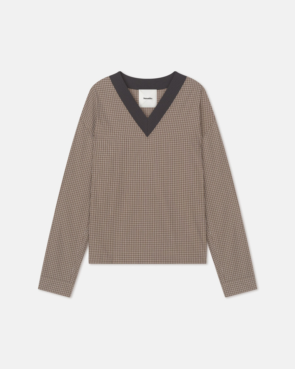 Jahan V-neck top - Brown/Creme | Nanushka