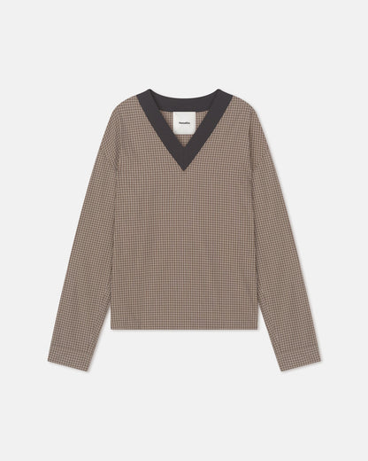 Jahan V-neck top - Brown/Creme | Nanushka