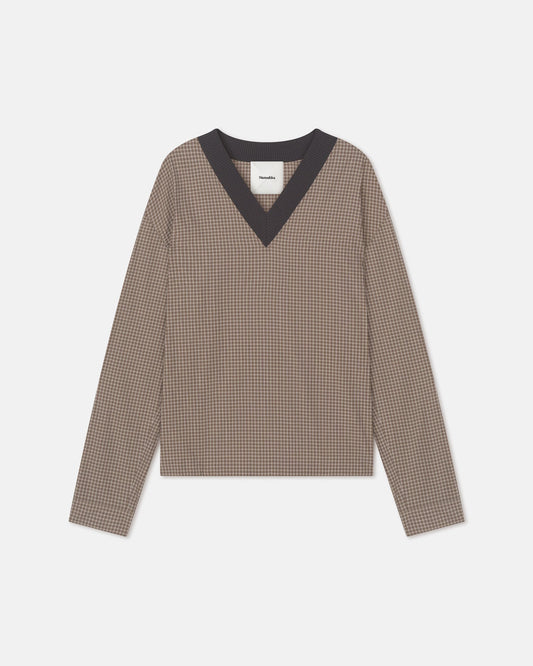 Jahan V-neck top - Brown/Creme | Nanushka