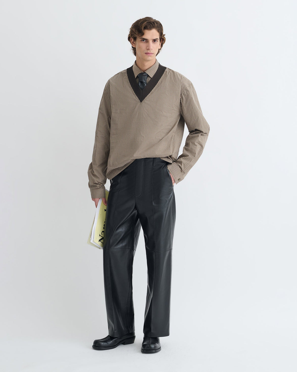 Jahan V-neck top - Brown/Creme | Nanushka