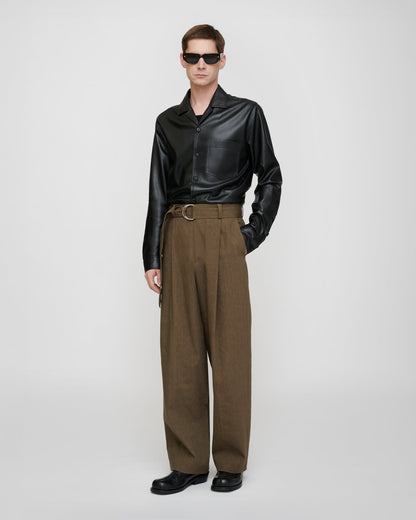 Duco Okobor™ Alt-Leather Long Sleeve Shirt - Black | Nanushka