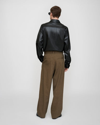 Duco Okobor™ Alt-Leather Long Sleeve Shirt - Black | Nanushka