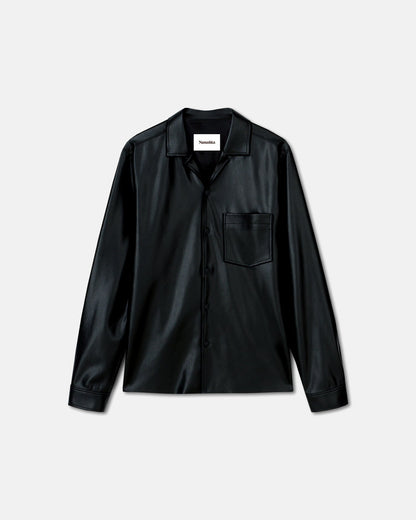 Duco Okobor™ Alt-Leather Long Sleeve Shirt - Black | Nanushka