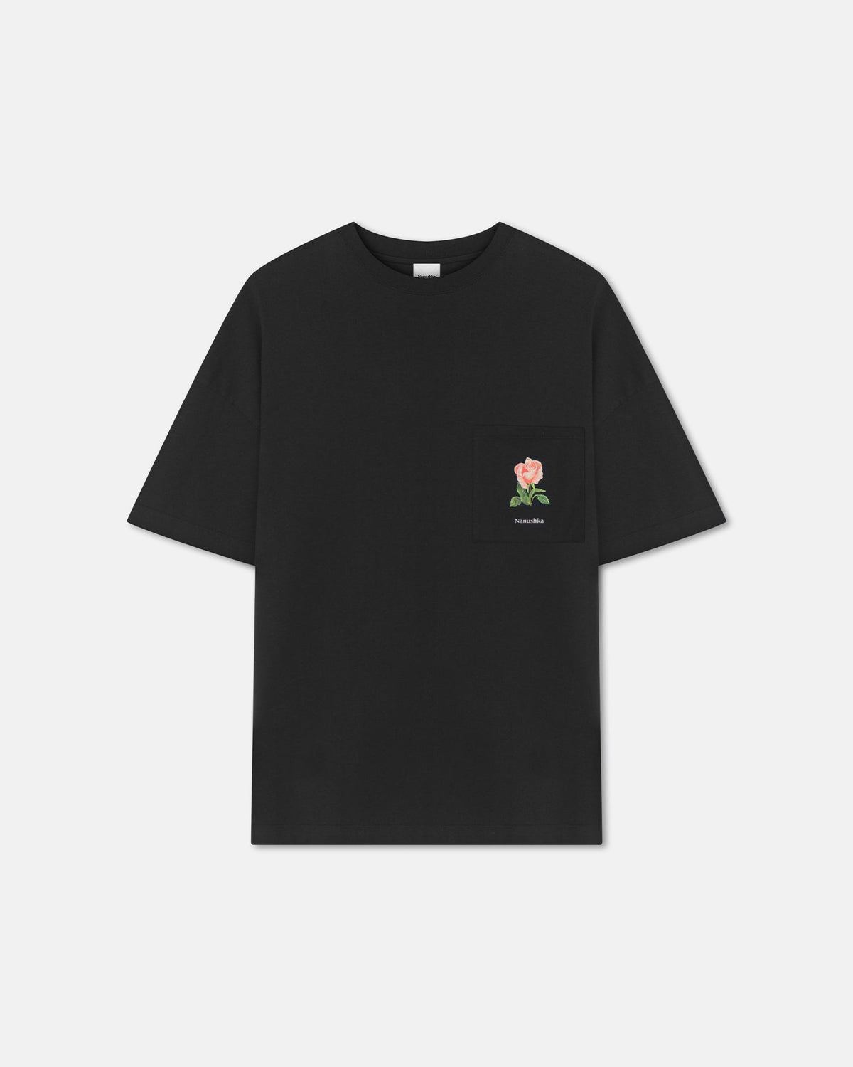 Wren Printed Cotton-Jersey T-Shirt - Black/Roses | Nanushka