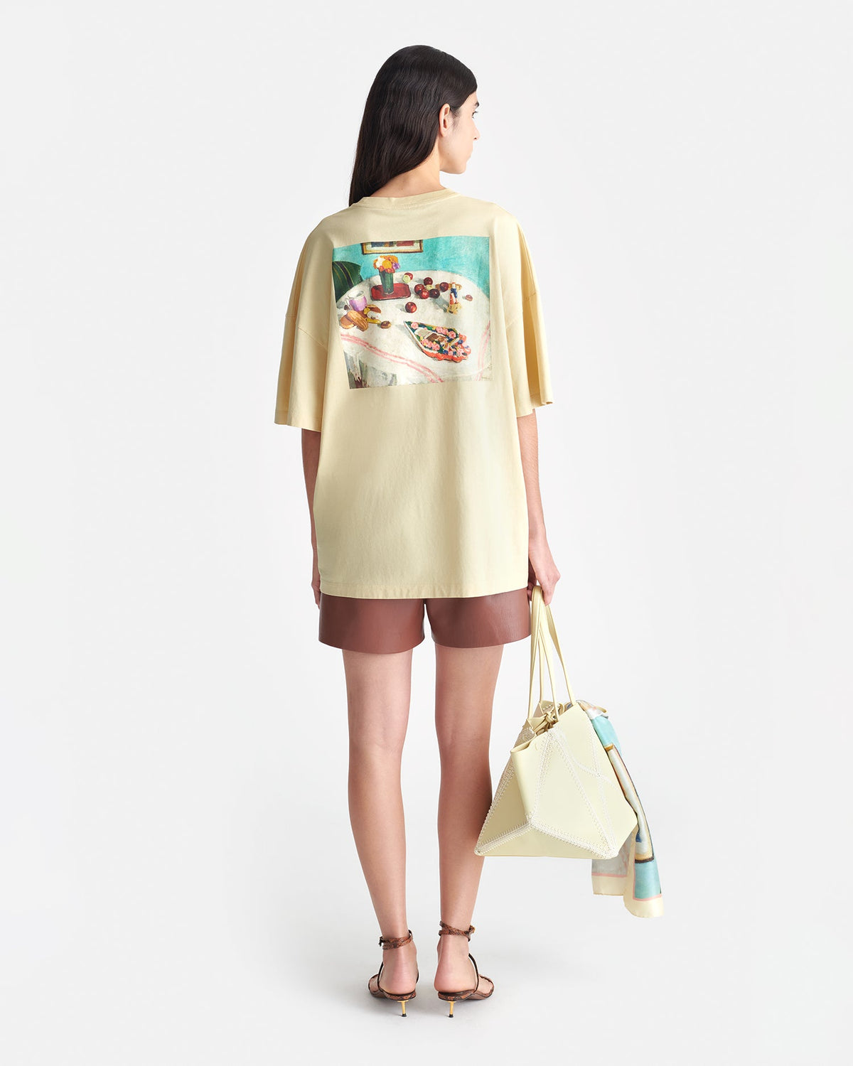 Wren Printed Cotton-Jersey T-Shirt - Creme/Gingerbread Heart | Nanushka