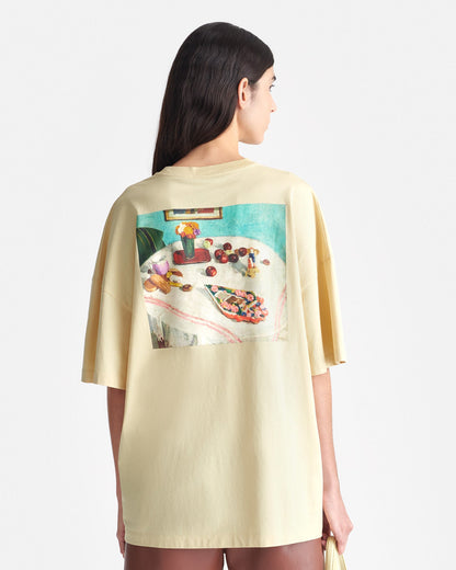 Wren Printed Cotton-Jersey T-Shirt - Creme/Gingerbread Heart | Nanushka