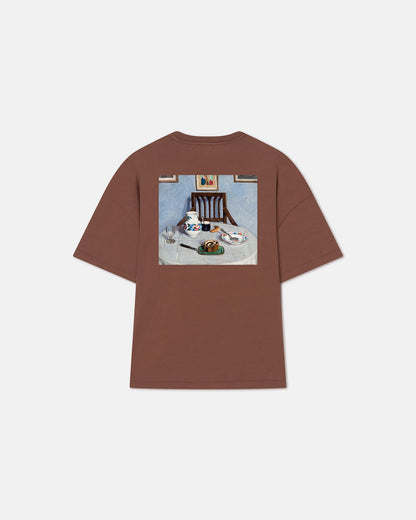 Wren Printed Cotton-Jersey T-Shirt - Rust/Poppyseed Cake | Nanushka