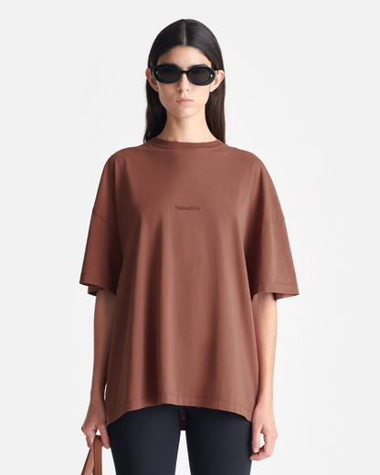 Wren Printed Cotton-Jersey T-Shirt - Rust/Poppyseed Cake | Nanushka