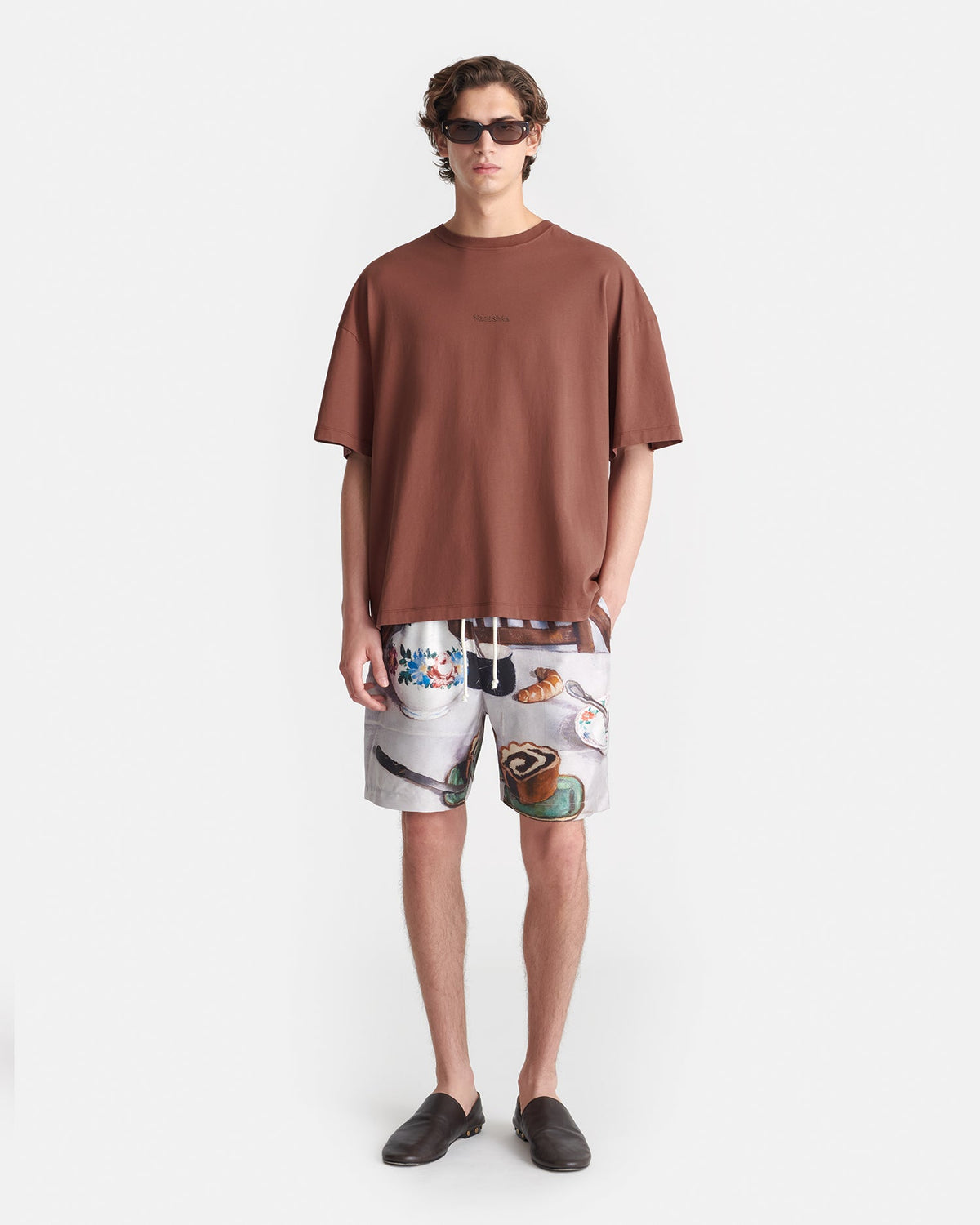 Wren Printed Cotton-Jersey T-Shirt - Rust/Poppyseed Cake | Nanushka