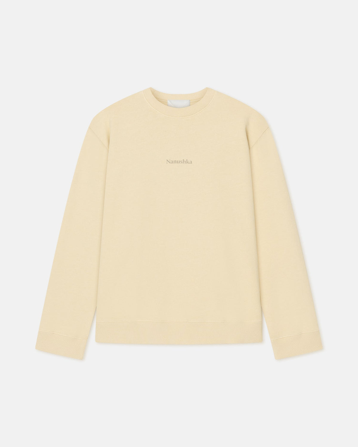 Remy Printed Cotton-Fleece Sweatshirt - Creme/Black/Gingerbread Hear | Nanushka