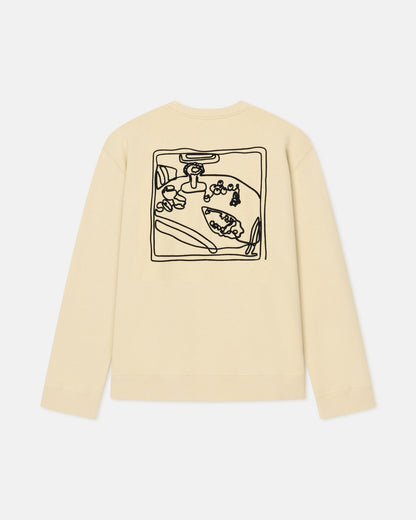 Remy Printed Cotton-Fleece Sweatshirt - Creme/Black/Gingerbread Hear | Nanushka