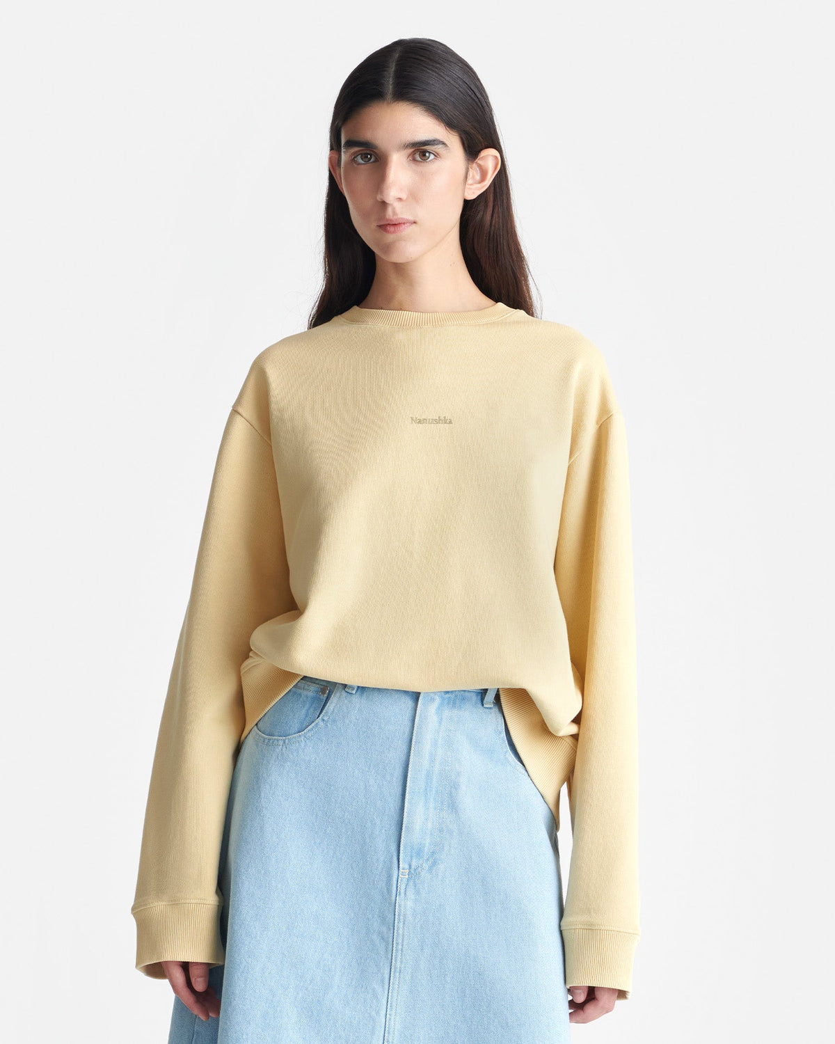 Remy Printed Cotton-Fleece Sweatshirt - Creme/Black/Gingerbread Hear | Nanushka
