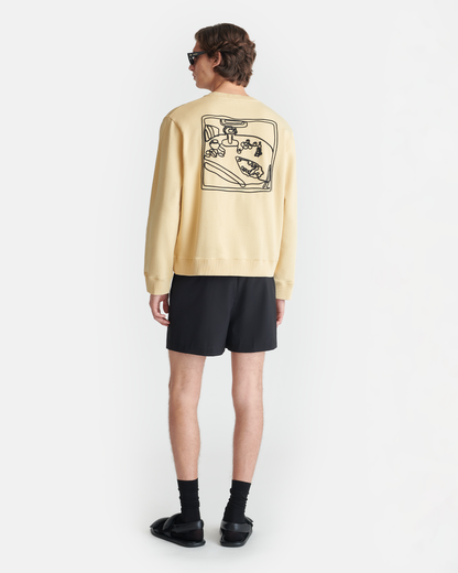 Remy Printed Cotton-Fleece Sweatshirt - Creme/Black/Gingerbread Hear | Nanushka