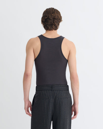 Jahi Melange Wool Jersey Tank Top - Grey Melange | Nanushka