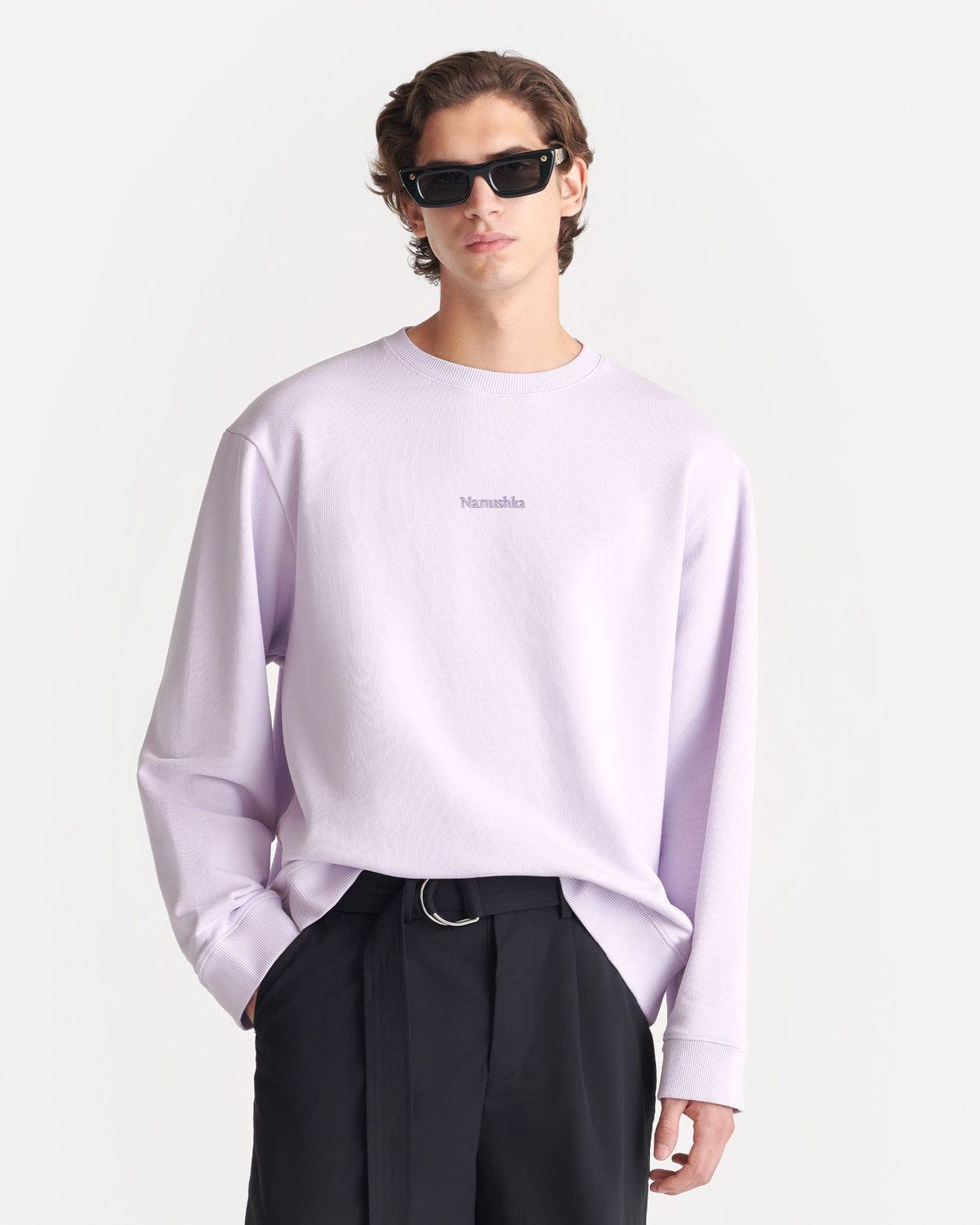 Remy Printed Cotton-Fleece Sweatshirt - Lilac/Black/Books | Nanushka