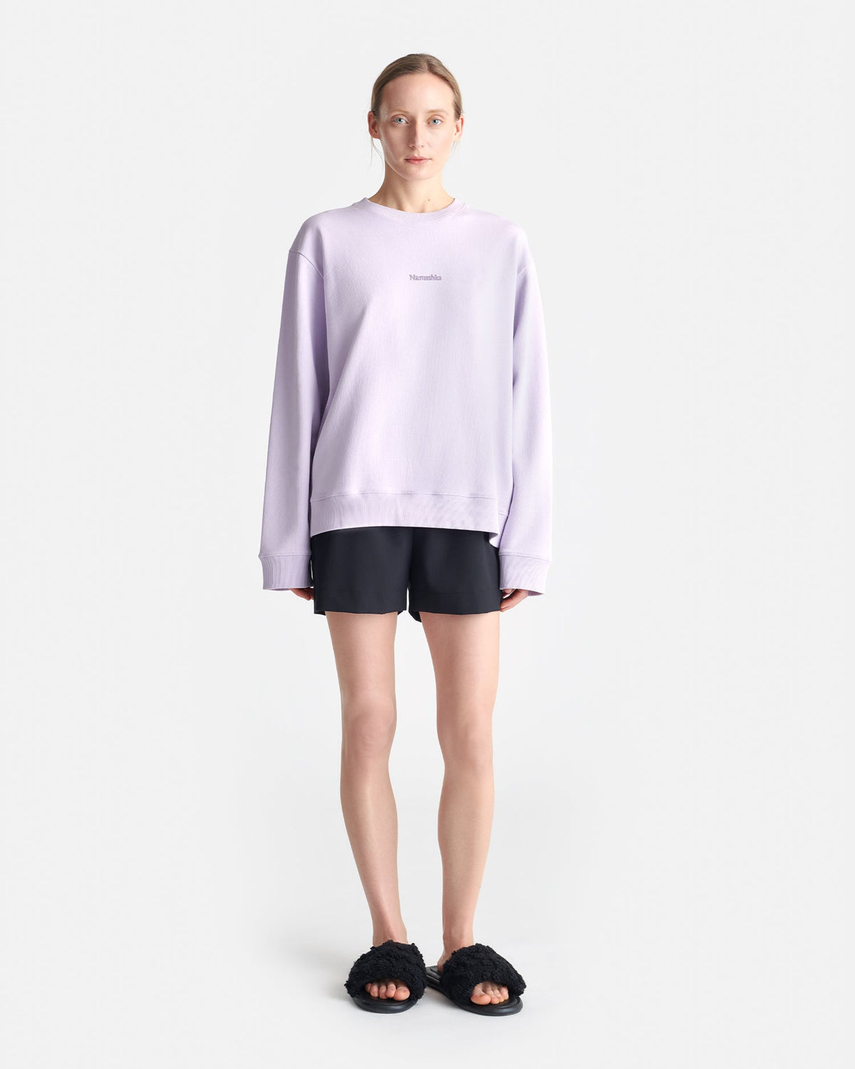 Remy Printed Cotton-Fleece Sweatshirt - Lilac/Black/Books | Nanushka