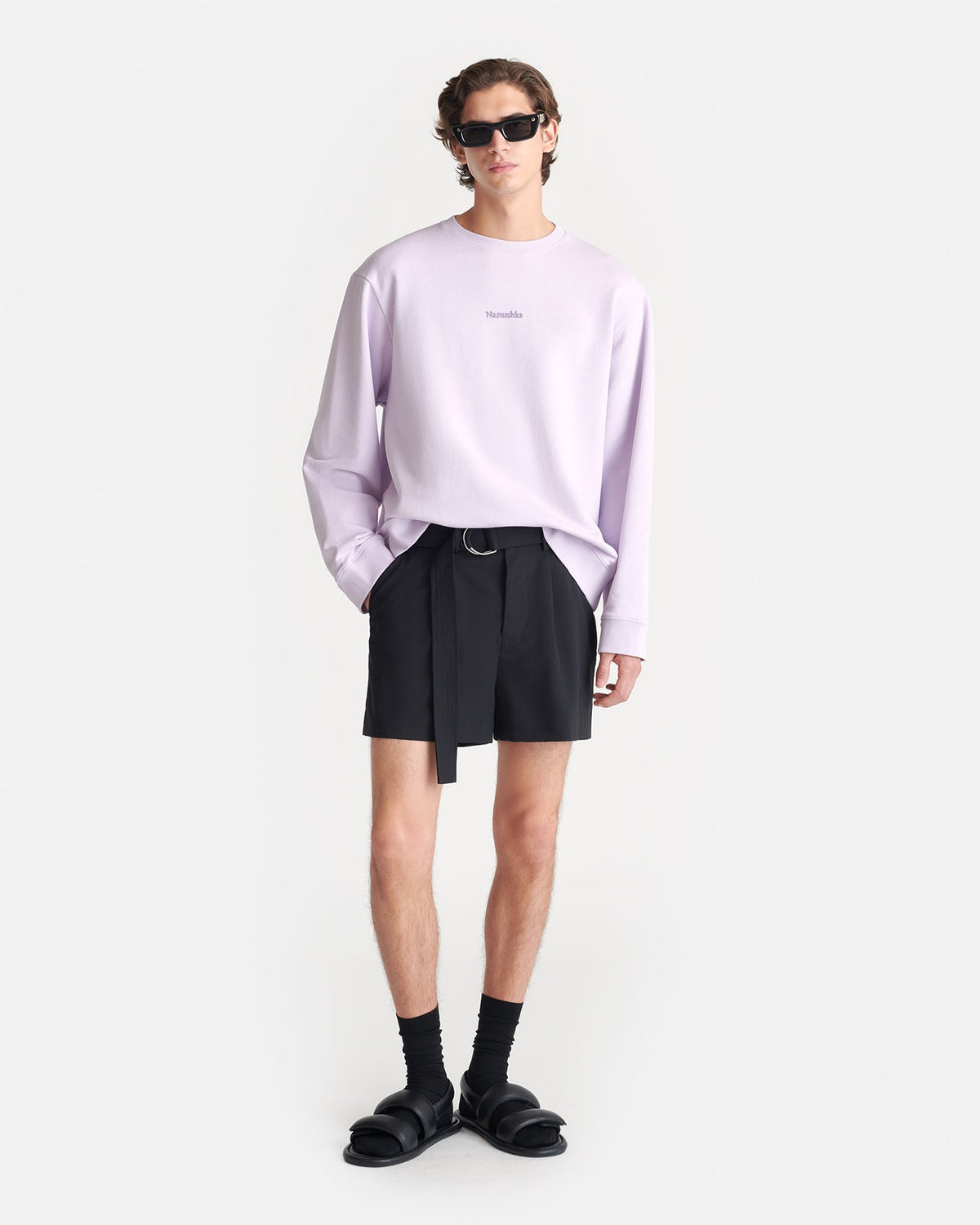 Remy Printed Cotton-Fleece Sweatshirt - Lilac/Black/Books | Nanushka