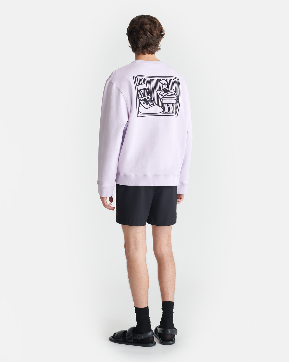 Remy Printed Cotton-Fleece Sweatshirt - Lilac/Black/Books | Nanushka