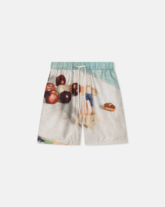 Doxxi Printed Silk Twill Shorts - Gingerbread Heart | Nanushka