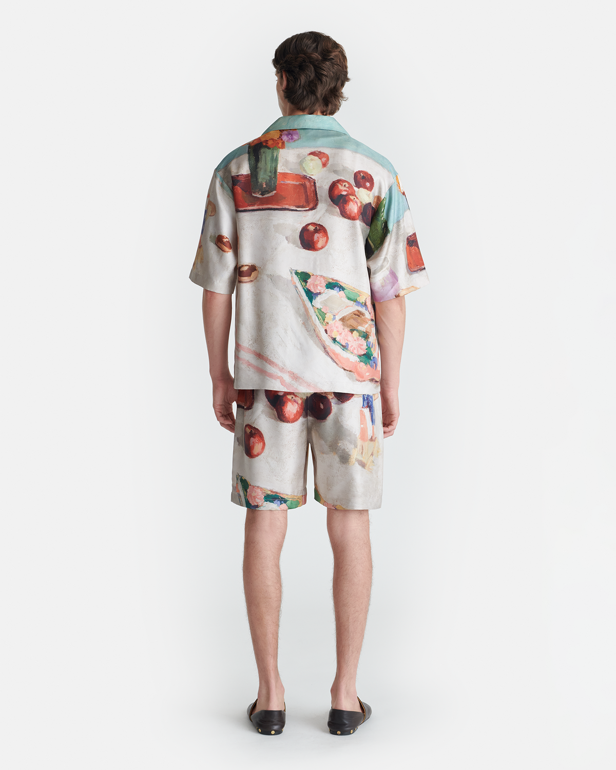 Doxxi Printed Silk Twill Shorts - Gingerbread Heart | Nanushka
